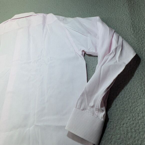 J Peterman Shirt Men 17.5 Graph Check Dress Barrel Cuff Casual Portugal 36.5 - Picture 13 of 16